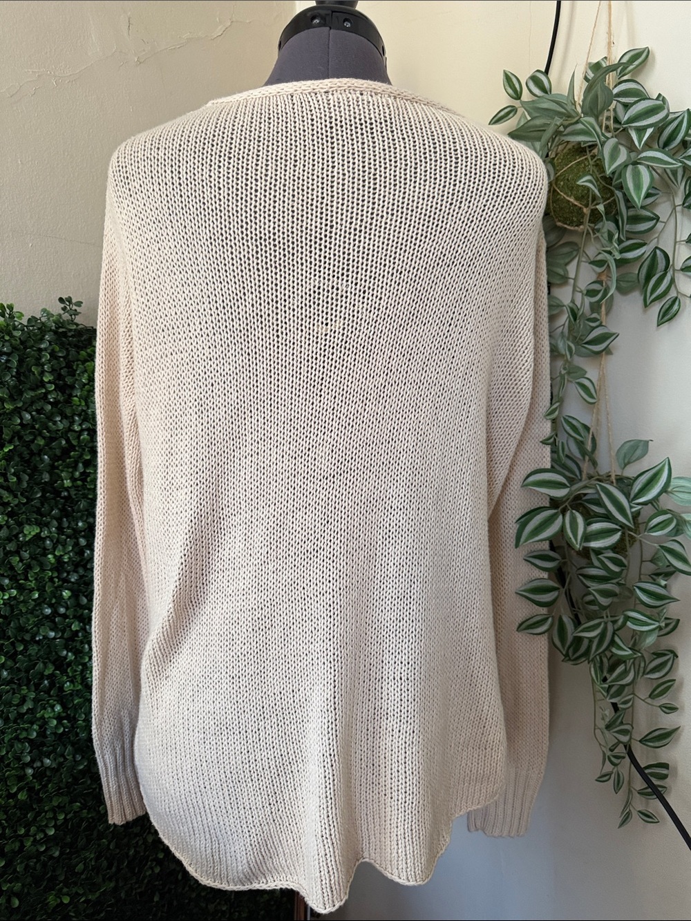 Wooden Ships Cream V-Neck Sweater with Pink LOVE Intarsia - Picture 4 of 9